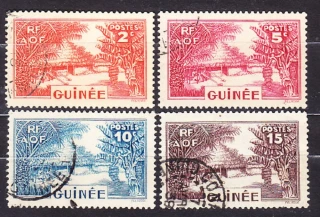 FRANCÚZSKA GUINEA 1938, Michel 128, 131-133, razené. KOLÓNIE. KRAJINY.
