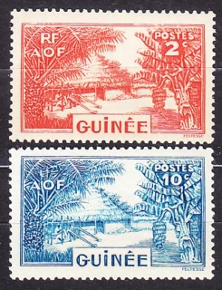 FRANCÚZSKA GUINEA 1938, Michel 128, 132, ** čisté. KOLÓNIE. KRAJINY.