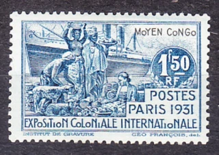 STREDNÉ KONGO 1931, Michel 66, * čistá. KOLÓNIE. SVETOVÁ KOLONIÁLNA VÝSTAVA V PARÍŽI.