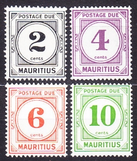 MAURITIUS 1966, Michel 8-11, ** čisté. KOLÓNIE. DOPLATNÉ. ČÍSLICE.