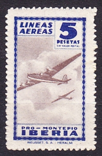 IBERIA, Lokálne vydanie, * čistá. KOLÓNIE. LIETADLO.