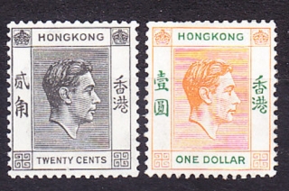 HONG KONG 1938, Michel 146, 156, čisté. KOLÓNIE. KRÁĽ GEORGE VI.