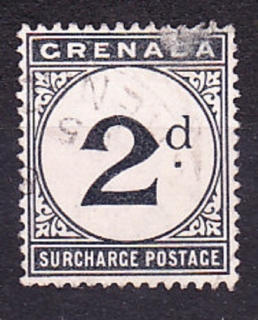 GRENADA 1892, Michel 2, razená. KOLÓNIE. DOPLATNÉ. ČÍSLICE.