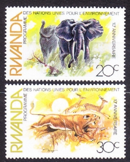 RWANDA 1982, Michel 1196-1197, ** čisté. AFRICKÁ ZVER.
