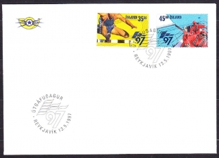 ISLAND 1997, Michel 870-871, FDC OBÁLKA. ATLETIKA, JACHTING.