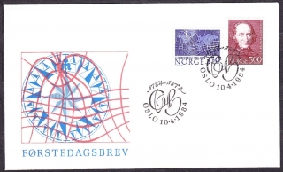 NÓRSKO 1984, Michel 902-903, FDC OBÁLKA. ASTRONÓM CH. HANSTEEN.