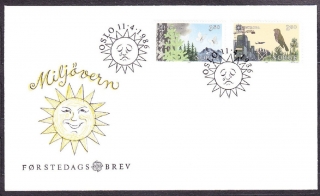 NÓRSKO 1986, Michel 946-947, FDC OBÁLKA. OCHRANA PRÍRODY, MOTÝLE, VTÁCTVO.