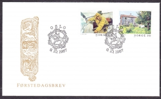 NÓRSKO 1987, Michel 979-980, FDC OBÁLKA. MAĽBY - CH. KROGH, G. MUNTHE.