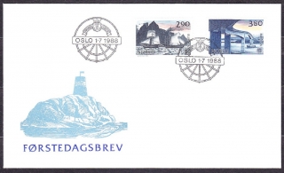 NÓRSKO 1988, Michel 996-997, FDC OBÁLKA. MOST, LODE.
