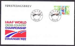 NÓRSKO 1989, Michel 1014, FDC OBÁLKA. CEZPOĽNÝ BEH - MAJSTROVSTVÁ SVETA.