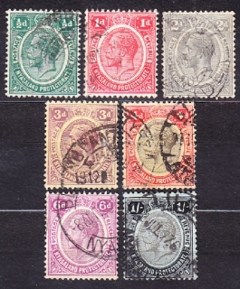 NYASSALAND 1913, Michel 11-13, 15-18, razené. KOLÓNIE. KRÁĽ GEORGE V.