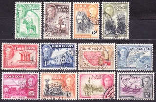 GOLD COAST 1948, Michel 120-131, razená séria. KOLÓNIE. KRÁĽ GEORGE VI. - KRAJINY.