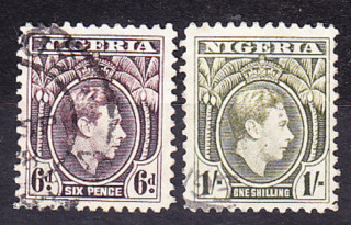 NIGÉRIA 1938, Michel 57-58, razené. KOLÓNIE. KRÁĽ GEORGE VI.