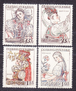 ČSSR 1957, Pofis 968-971, ** čistá séria. ĽUDOVÉ KROJE.