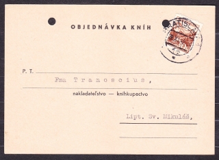 SLOVENSKÝ ŠTÁT 1942, poštový lístok. SLOVENSKÉ KNÍHKUPECTVO - BRATISLAVA.