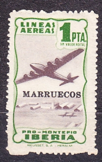 IBERIA - ŠPANIELSKE MAROKO, Lokálne vydanie, * čistá. KOLÓNIE. LIETADLO - PRETLAČ.