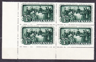SLOVENSKÝ ŠTÁT 1942, Synek 79, ** čistý rohový 4-blok ( ĽD ) + DCH. Priesvitka P4.