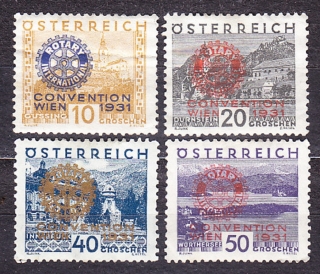 RAKÚSKO 1931, Michel 518-519, 521-522, * čisté. KONGRES ROTARY, PRETLAČE.