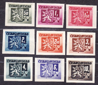 ČSSR 1945, Pofis 363-371, ** čistá séria. BRATISLAVSKÉ VYDANIE. ŠTÁTNY ZNAK.