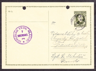 SLOVENSKÝ ŠTÁT 1939, použitá celina CDV 2. ZDRUŽENIE EVANJELICKEJ MLÁDEŽE - KREMNICA.