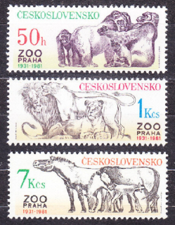 ČSSR 1981, Pofis 2507-2509, ** čistá séria. ZVIERATÁ V ZOO.