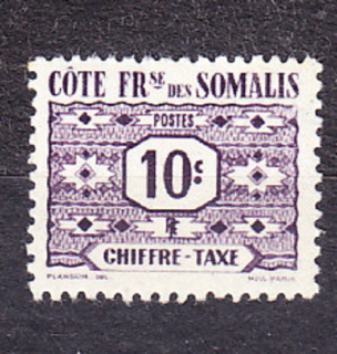 FRANCÚZSKE SOMÁLSKO 1947, Michel 44, ** čistá. KOLÓNIE. DOPLATNÉ. ČÍSLICE.