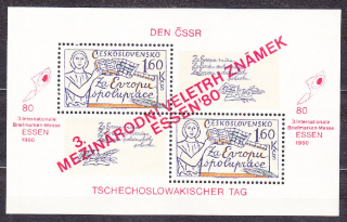 ČSSR 1980, Pofis A2460, ** čistý hárček. MEDZINÁRODNÝ VEĽTRH ZNÁMOK V ESSENE.