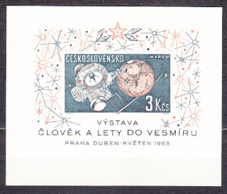 ČSSR 1963, Pofis A1308, typ VIII., ** čistý hárček. ČLOVEK A LETY DO VESMÍRU.