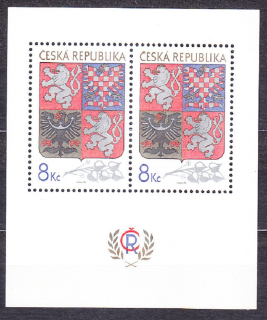 ČESKÁ REPUBLIKA 1993, Pěnkava 10, ** čistý hárček. VEĽKÝ ŠTÁTNY ZNAK.