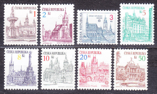 ČESKÁ REPUBLIKA 1993, Pěnkava 12-19, ** čistá séria. MESTSKÁ ARCHITEKTÚRA.