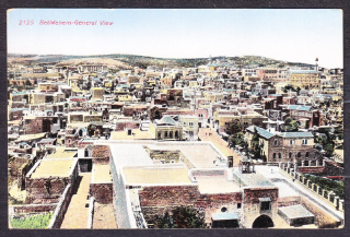 PALESTÍNA - BETLEHEM, nepoužitá, malý formát. POHĽAD NA MESTO.
