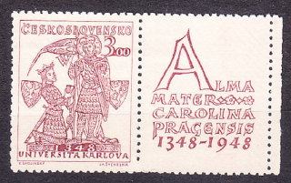 ČSSR 1948, Pofis 472 KP, ** čistý pravý kupón. KARLOVA UNIVERZITA.