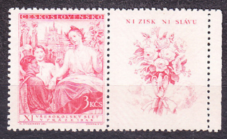 ČSSR 1948, Pofis 468 KP, ** čistý pravý kupón. XI. VŠESOKOLSKÝ ZLET.