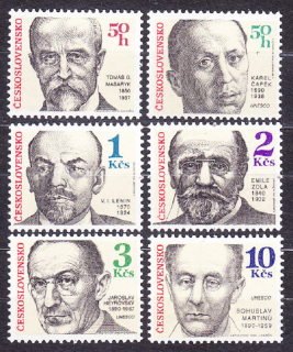 ČSSR 1990, Pofis 2922-2927, ** čistá séria. SLÁVNE OSOBNOSTI.