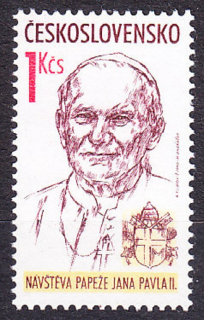 ČSSR 1990, Pofis 2938, ** čistá séria. PÁPEŽ JÁN PAVOL II.