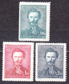 ČSR 1938, Pofis 339-341, ** čistá séria. X. SOKOLSKÝ ZLET V PRAHE.